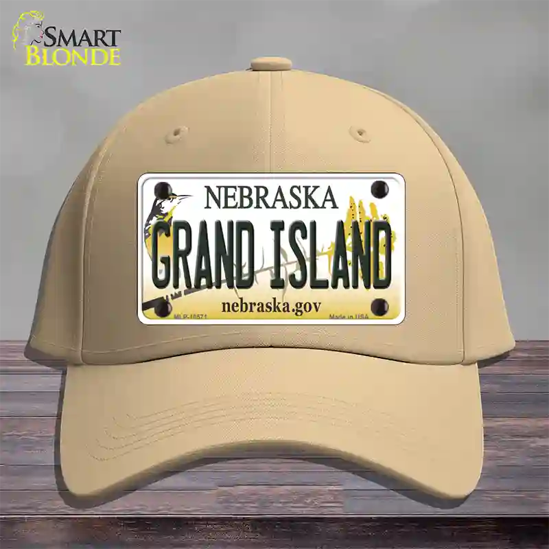 Grand Island Nebraska Novelty License Plate Hat Cotton / Khaki