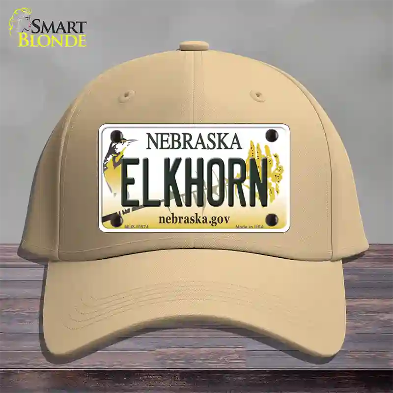 Elkhorn Nebraska Novelty License Plate Hat Cotton / Khaki