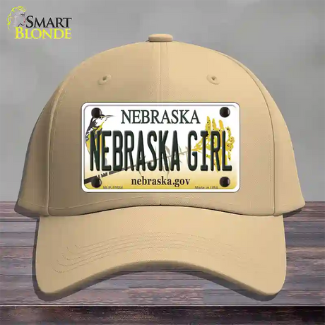 Nebraska Girl Novelty License Plate Hat Cotton / Khaki