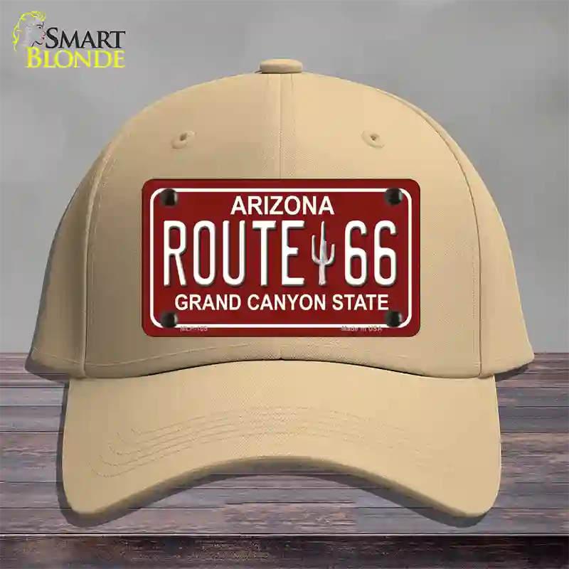 Route 66 Arizona Red Novelty License Plate Hat Cotton / Khaki