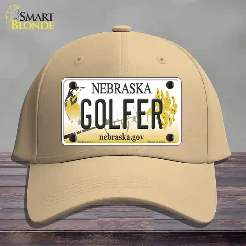 Golfer Nebraska Novelty License Plate Hat Cotton / Khaki