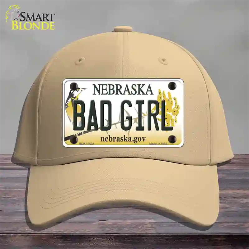 Bad Girl Nebraska Novelty License Plate Hat Cotton / Khaki