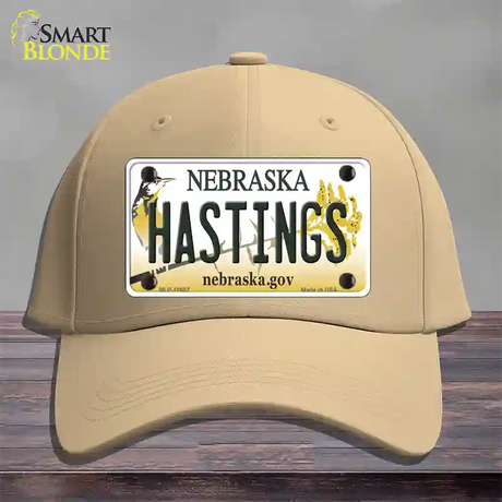 Hastings Nebraska Novelty License Plate Hat Cotton / Khaki