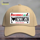 I Love Wisconsin Novelty License Plate Hat Cotton / Khaki