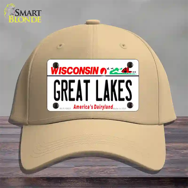 Great Lakes Wisconsin Novelty License Plate Hat Cotton / Khaki