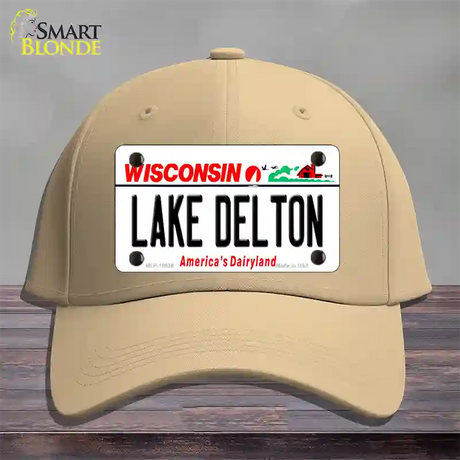 Lake Dalton Wisconsin Novelty License Plate Hat Cotton / Khaki