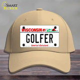 Golfer Wisconsin Novelty License Plate Hat Cotton / Khaki