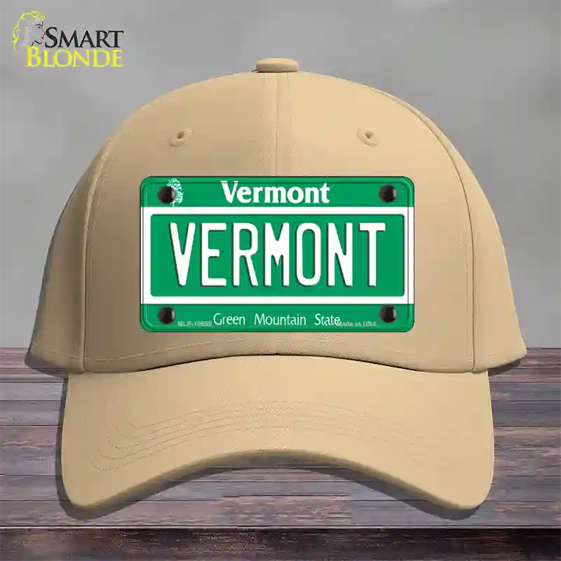 Vermont Green Mountain State Novelty License Plate Hat Cotton / Khaki