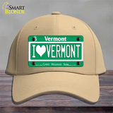 I Love Vermont Novelty License Plate Hat Cotton / Khaki