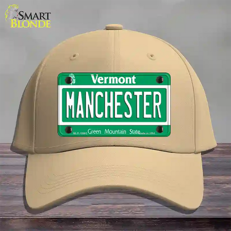 Manchester Vermont Novelty License Plate Hat Cotton / Khaki