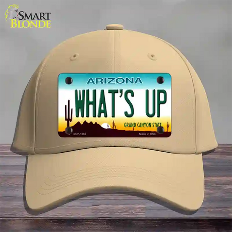 Whats Up Novelty License Plate Hat Cotton / Khaki