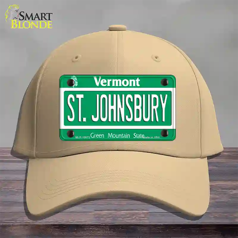 St Johnsbury Vermont Novelty License Plate Hat Cotton / Khaki