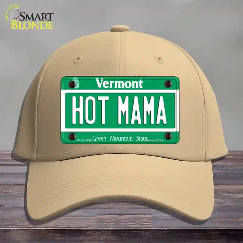 Hot Mama Vermont Novelty License Plate Hat Cotton / Khaki