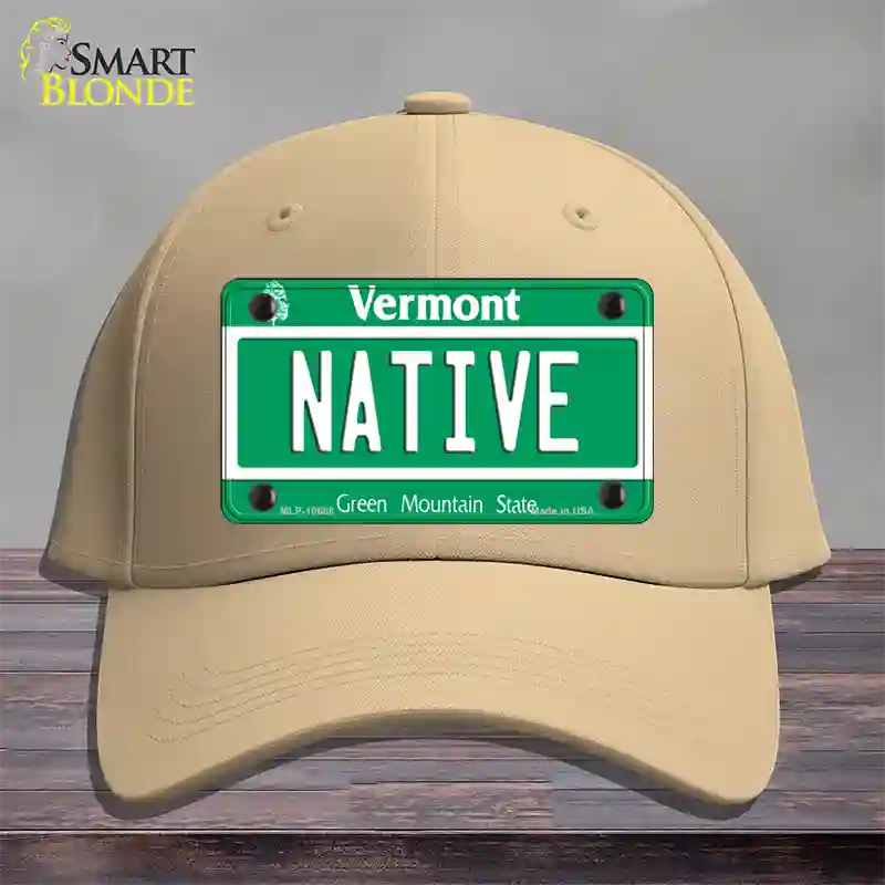 Native Vermont Novelty License Plate Hat Cotton / Khaki