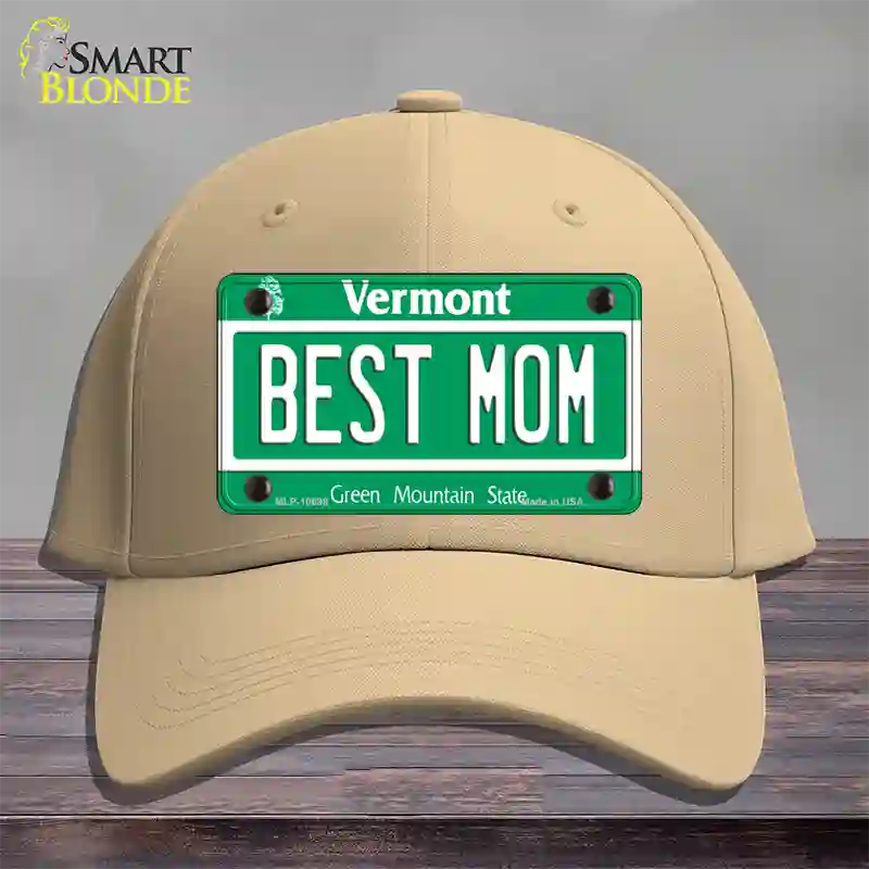 Best Mom Vermont Novelty License Plate Hat Cotton / Khaki