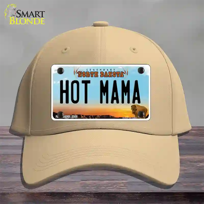 Hot Mama North Dakota Novelty License Plate Hat Cotton / Khaki