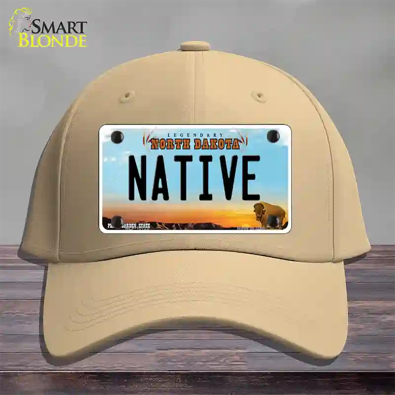 Native North Dakota Novelty License Plate Hat Cotton / Khaki