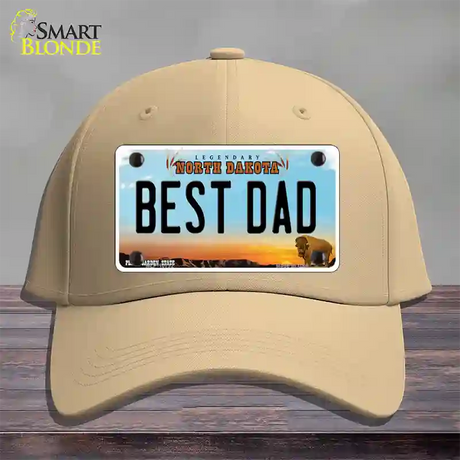 Best Dad North Dakota Novelty License Plate Hat Cotton / Khaki