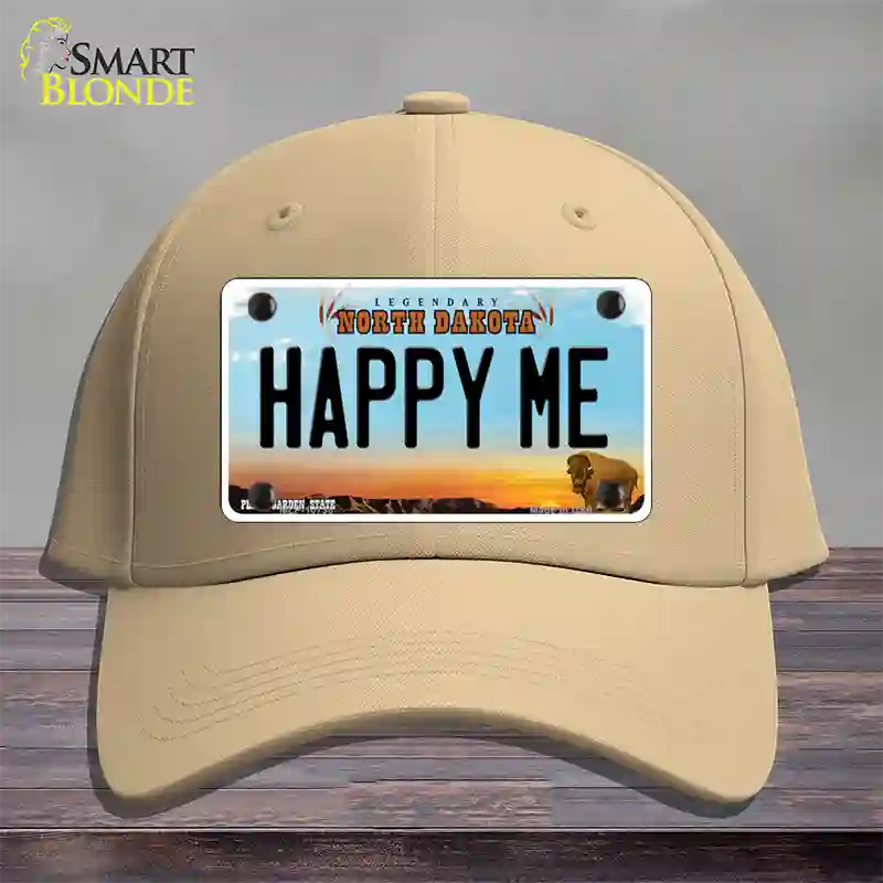 Happy Me North Dakota Novelty License Plate Hat Cotton / Khaki