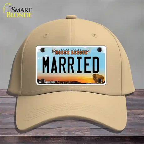 Married North Dakota Novelty License Plate Hat Cotton / Khaki