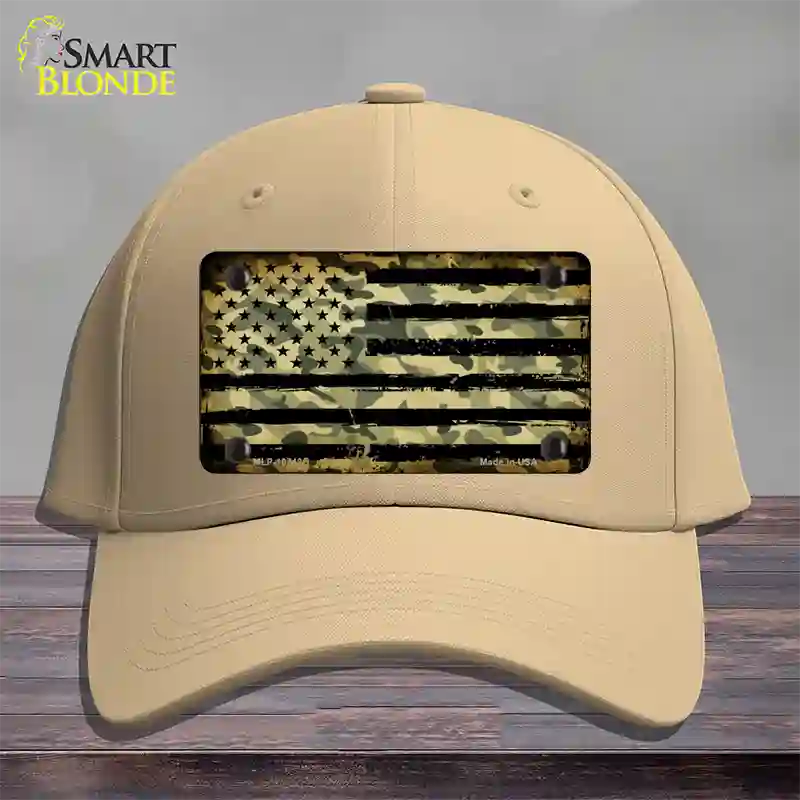 Camo American Flag Novelty License Plate Hat Cotton / Khaki