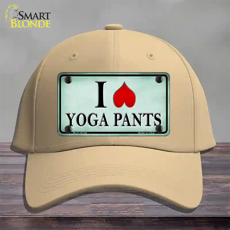 I Love Yoga Pants Novelty License Plate Hat Cotton / Khaki