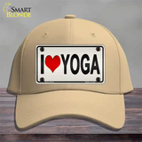 I Love Yoga Silver Novelty License Plate Hat Cotton / Khaki