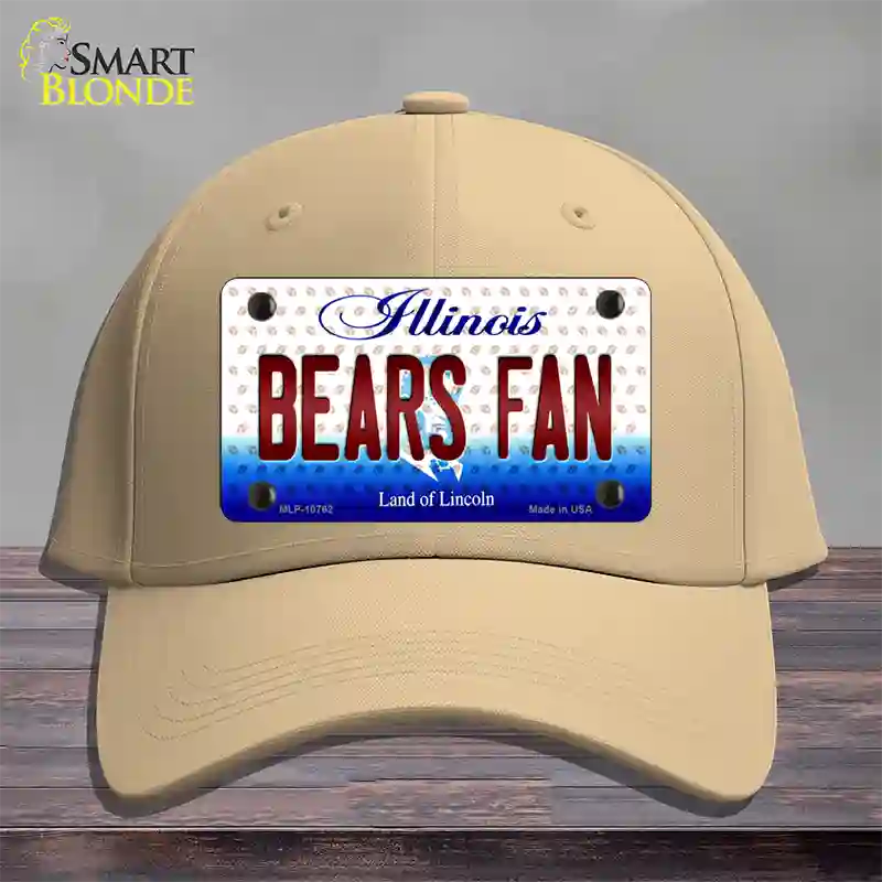 Bears Fan Illinois Novelty License Plate Hat Cotton / Khaki