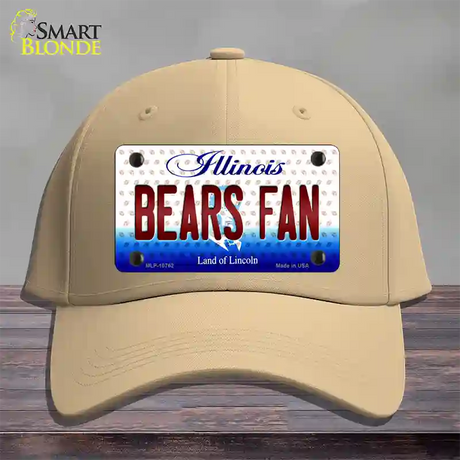 Bears Fan Illinois Novelty License Plate Hat Cotton / Khaki