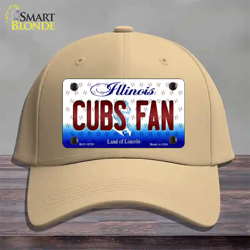 Cubs Fan Illinois Novelty License Plate Hat Cotton / Khaki