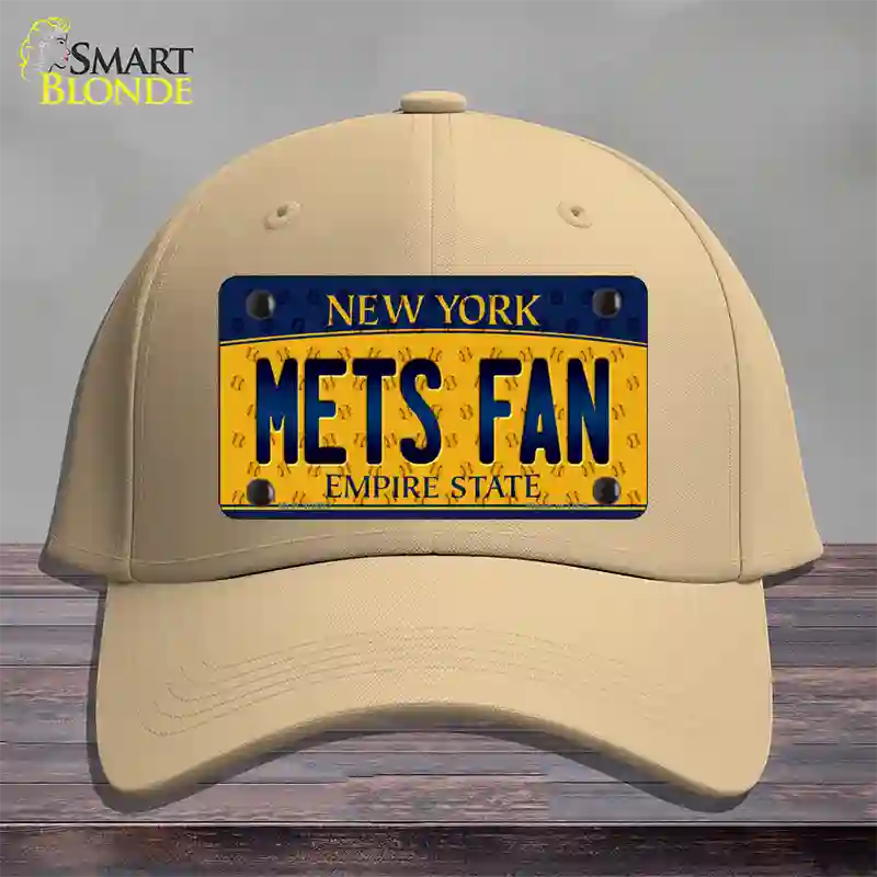 Mets Fan New York Novelty License Plate Hat Cotton / Khaki