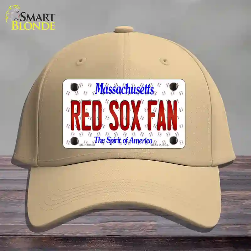 Red Sox Fan Massachusetts Novelty License Plate Hat Cotton / Khaki