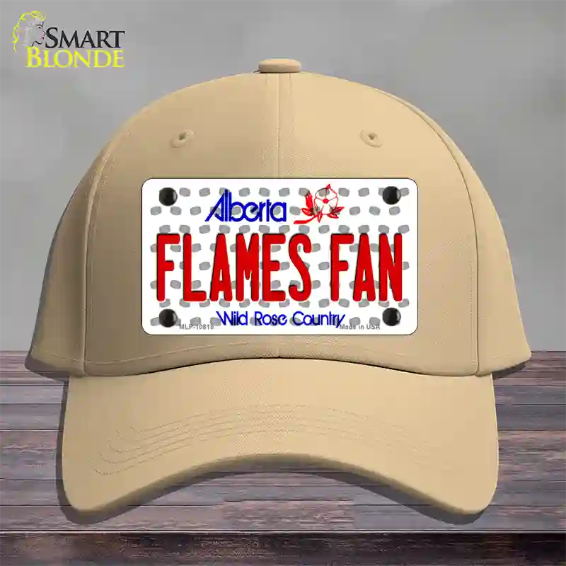 Flames Fan Alberta Novelty License Plate Hat Cotton / Khaki