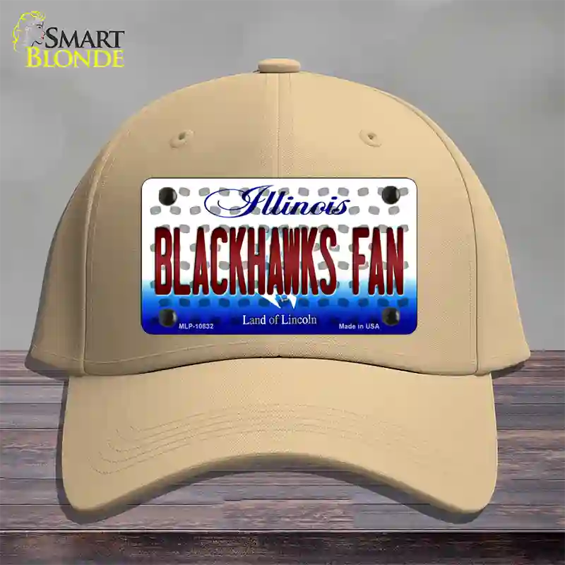 Blackhawks Fan Illinois Novelty License Plate Hat Cotton / Khaki