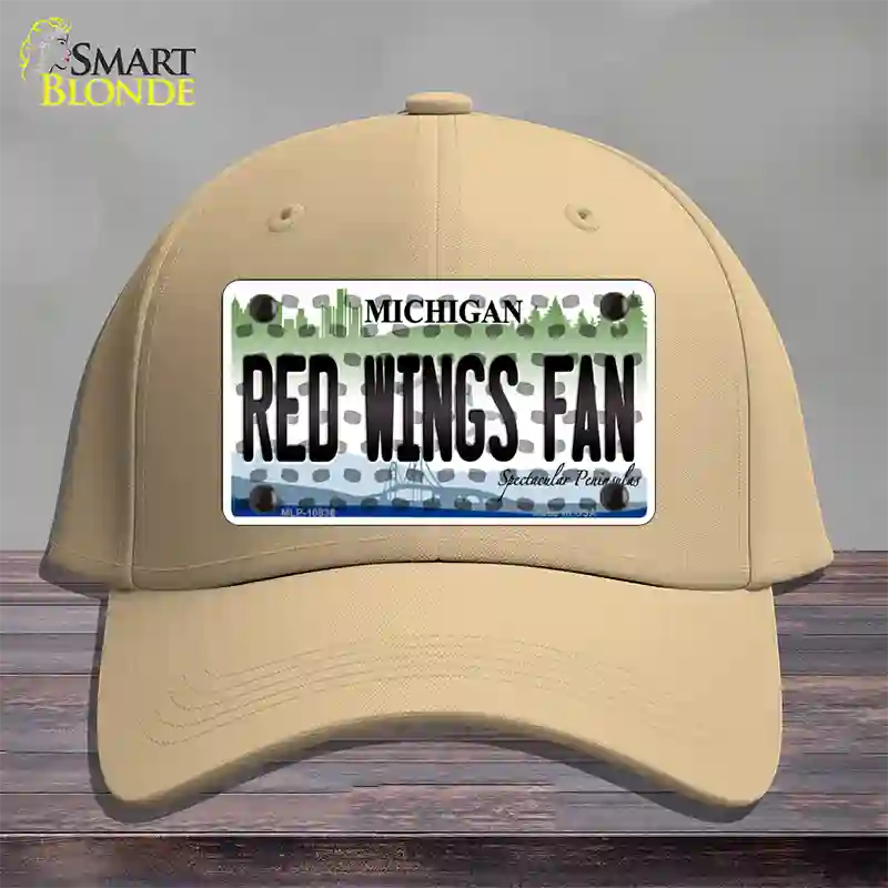 Red Wings Fan Michigan Novelty License Plate Hat Cotton / Khaki