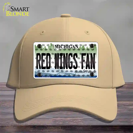 Red Wings Fan Michigan Novelty License Plate Hat Cotton / Khaki