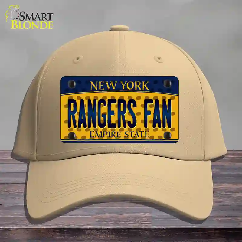 Rangers Fan New York Novelty License Plate Hat Cotton / Khaki