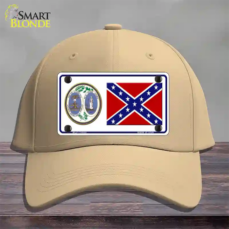 Confederate Flag South Carolina Seal Novelty License Plate Hat Cotton / Khaki