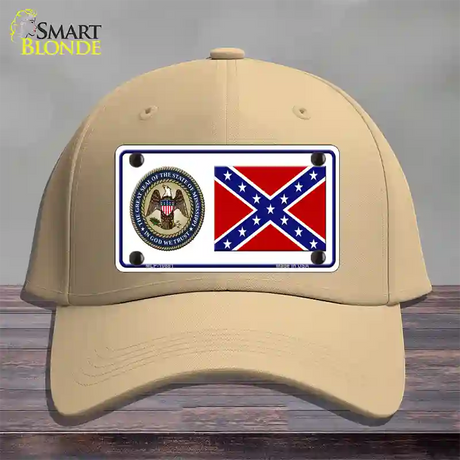 Confederate Flag Mississippi Seal Novelty License Plate Hat Cotton / Khaki