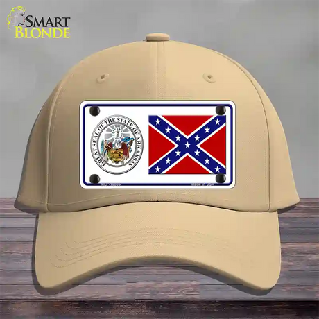 Confederate Flag Arkansas Seal Novelty License Plate Hat Cotton / Khaki