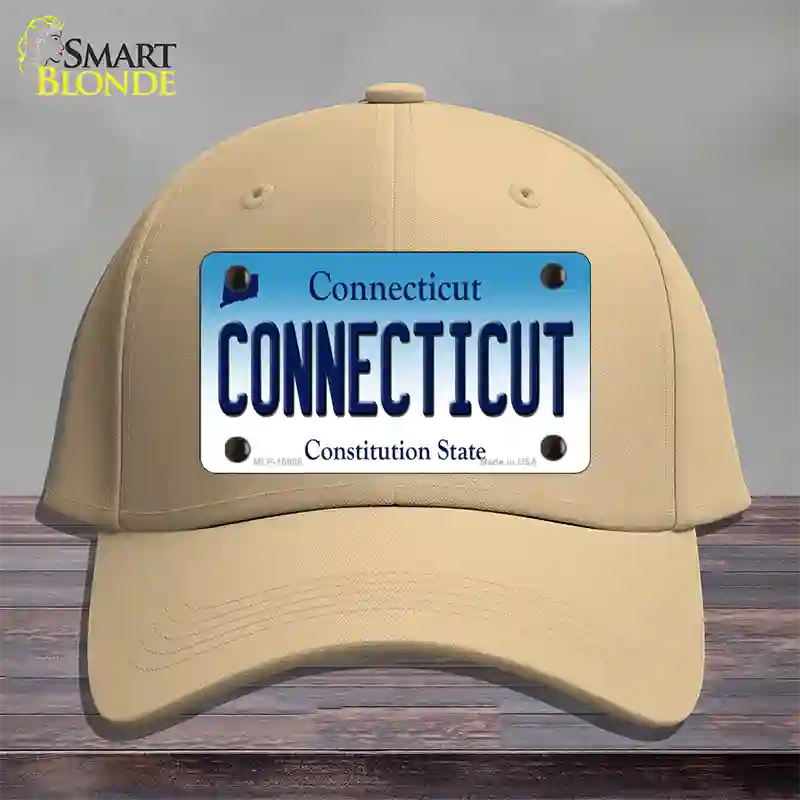 Connecticut State Novelty License Plate Hat Cotton / Khaki