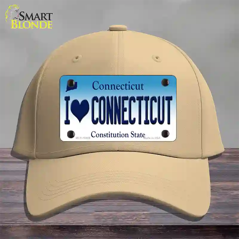 I Love Connecticut Novelty License Plate Hat Cotton / Khaki