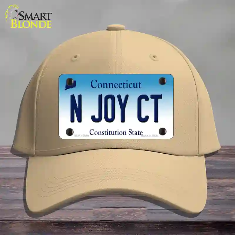 N Joy CT Connecticut Novelty License Plate Hat Cotton / Khaki