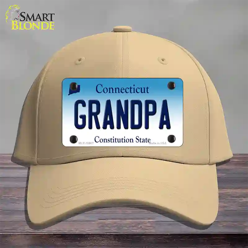 Grandpa Connecticut Novelty License Plate Hat Cotton / Khaki