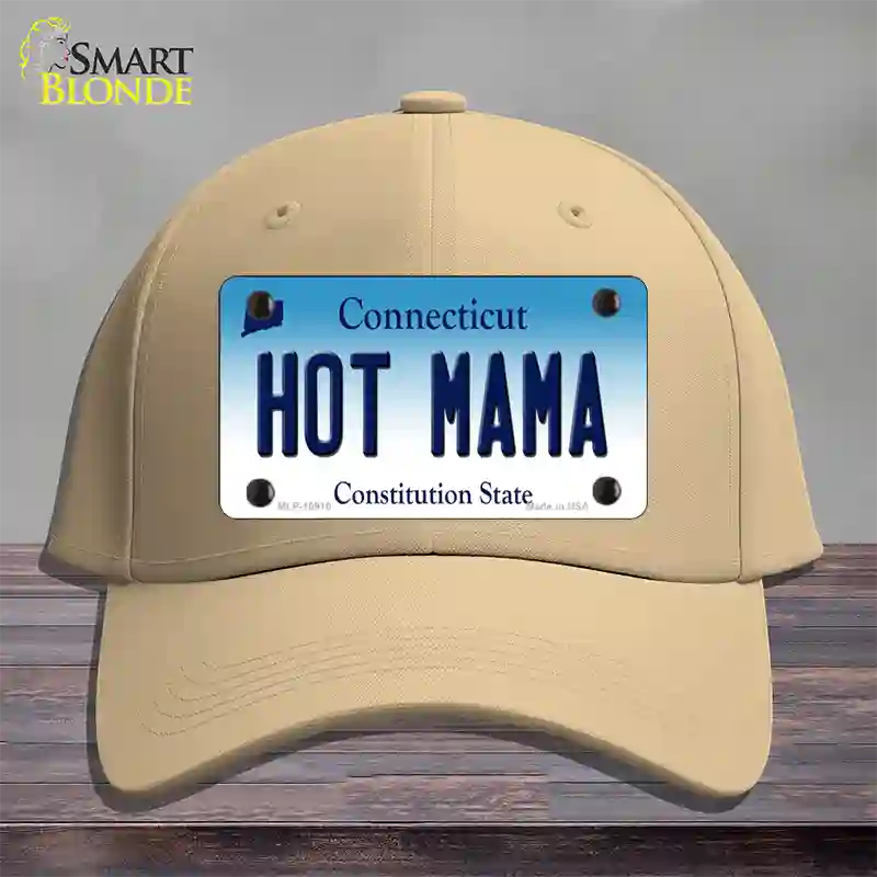 Hot Mama Connecticut Novelty License Plate Hat Cotton / Khaki