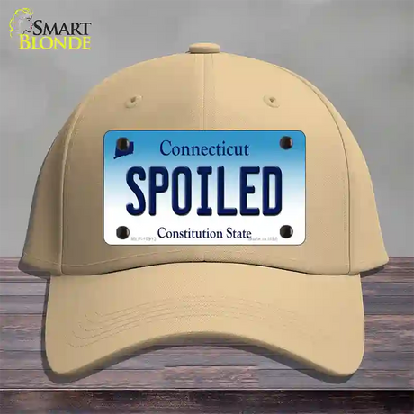 Spoiled Connecticut Novelty License Plate Hat Cotton / Khaki