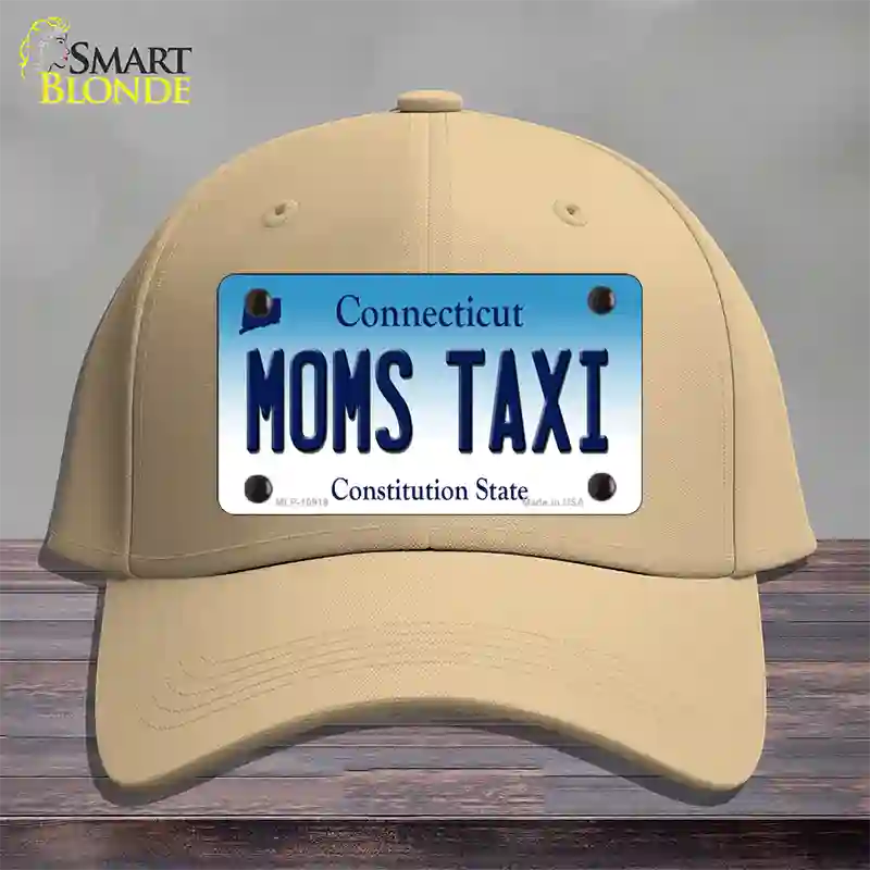 Moms Taxi Connecticut Novelty License Plate Hat Cotton / Khaki