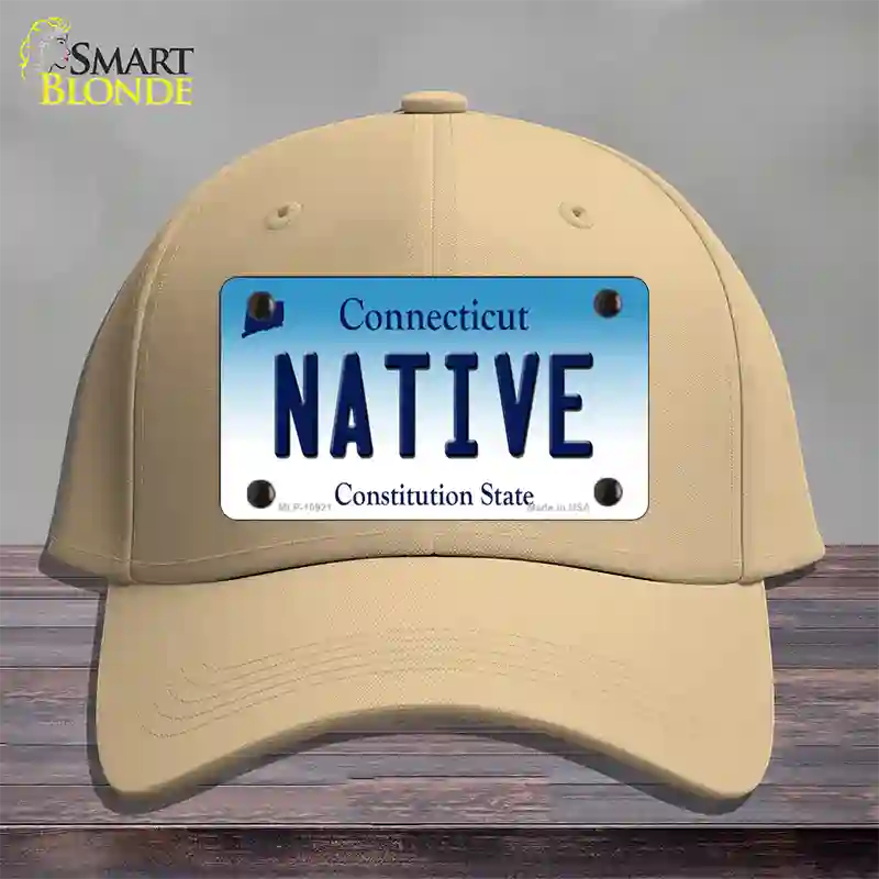 Native Connecticut Novelty License Plate Hat Cotton / Khaki