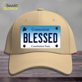 Blessed Connecticut Novelty License Plate Hat Cotton / Khaki