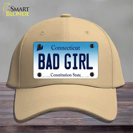 Bad Girl Connecticut Novelty License Plate Hat Cotton / Khaki